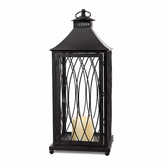 Contemporary Black Metal Lantern Set, 11", 16" & 23"